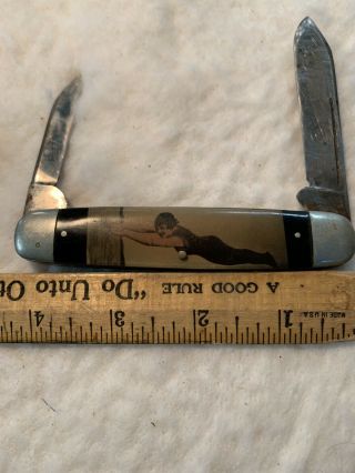 Rare Old Novelty Photo Picture Pocket Knife 1920s Flapper Girls Bathing Beauties