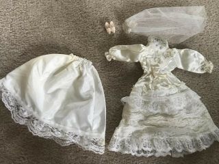 Vintage Mattel Barbie Wedding Dress With Vail Slip And Shoes