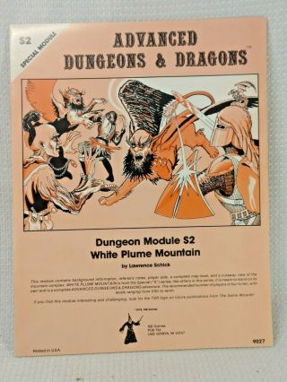 S2 White Plume Mountain Vintage Rare 1st/pr Ad&d Dungeons Dragons Mono Tsr 9027