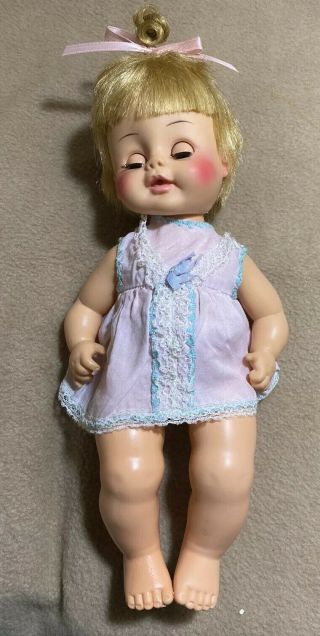 VINTAGE 1964 HORSMAN MUSICAL BABY DOLL Face Coloring PLAYS LULLABYE 12” 3