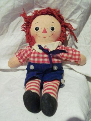Vintage 12 " Raggedy Andy Musical Wind - Up Cloth Doll Knickerbocker