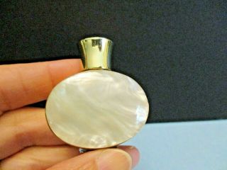 Antique Estate Mother Of Pearl Brass Mini Perfume Bottle