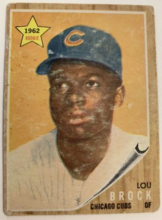 Lou Brock 1962 Chicago Cubs Rookie Card Topps 387 Rare