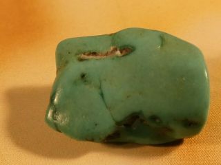 Antique Tibetan Natural Green Turquoise Bead Patina 14.  4 By 10 By 5.  4 Mm