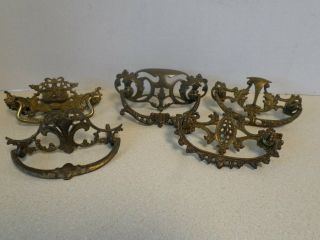 5 Antique Victorian Brass Dresser Drawer Pulls W/ Bail Handle