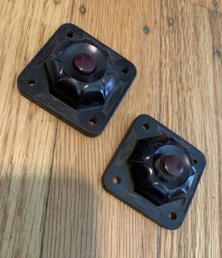 Pair Antique Vtg Brown Bakelite Push Button Doorbell Door Bell Button