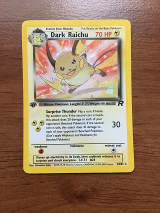 Pokemon 2000 Team Rocket 1st Edition Dark Raichu Holo Rare 83/82 Lp