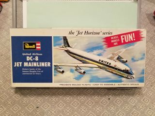Vintage Revell H - 242 United Airlines Dc - 8 Jet Mainliner 1:143 1964 Rare