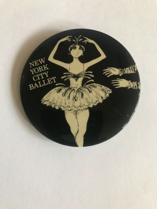 Rare Vintage 1975 York City Ballet Pin Button Badge Edward Gorey Art