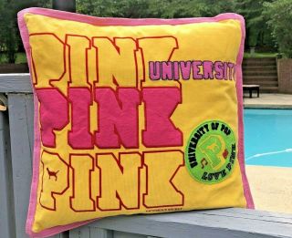 Victoria Secret Pink Vintage Rare University Bedding Accessory Big Throw Pillow