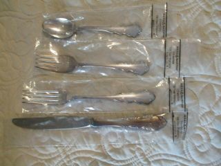 4 Pc Place Setting Reed & Barton Silverplate Dresden Rose Knife 2 Forks Spoon