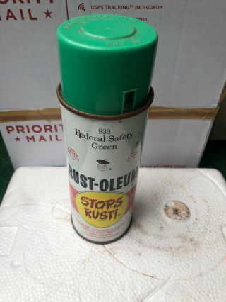 Rare Vintage 1972 Rustoleum Rust - Oleum Spray Paint Can Federal Safety Green 933