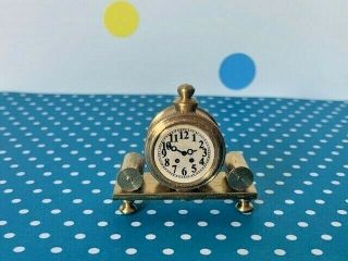 Solid Brass Dollhouse Miniature - Mantle Clock