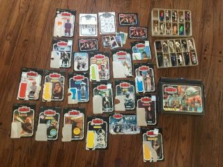 Rare 1980 Star Wars Empire Strikes Back Figures Weapons Cardbacks Carrying Case