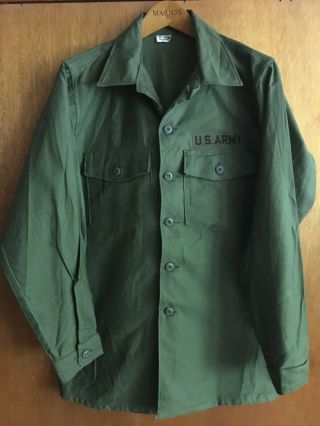 Deadstock 1968 Vietnam•us Army Tape•sateen Uniform Shirt• (rare Large Size)