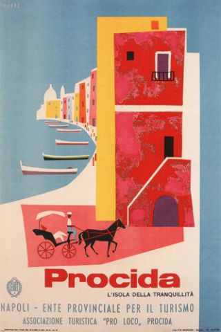 Procida Vintage Travel Poster Mario Puppo Italy 1954 24x36 Hot Collectors