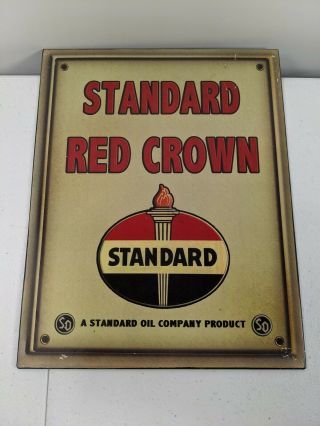STANDARD OIL COMPANY sign RED CROWN gas pump plate reprint Rare Collectable 2