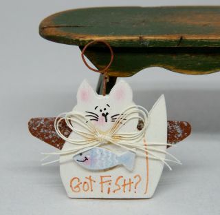 Vintage Wooden Cat Sign Artisan Dollhouse Miniature 1:12