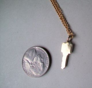 Vintage RARE Playboy Bunny Playmate Mini Key Necklace Black & Gold Tone 3