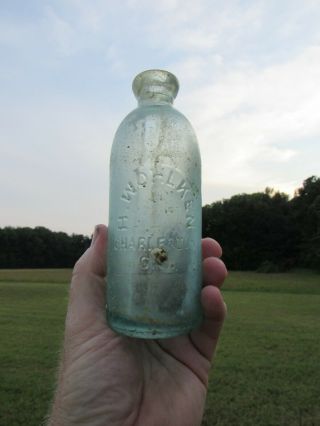 Rare Hutchinson Bottle,  H.  Wohlken,  Charleston,  Sc