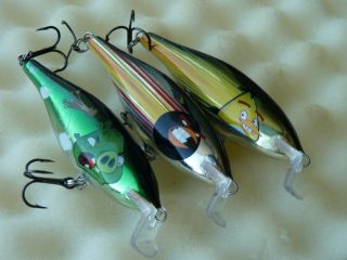 3x Fishing Lure Rapala Shallow Shad Rap,  Angry Birds,  Special,  Rare