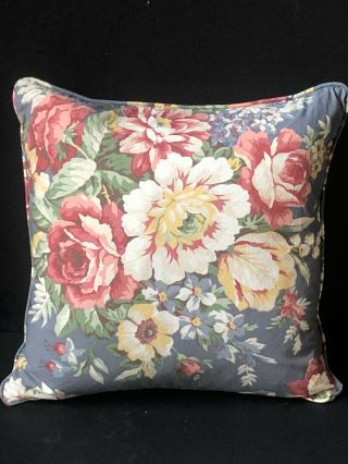 Rare Ralph Lauren Decorative Kimberly Bed Pillow Square Blue Country Floral