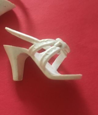 Open Toe Heels Vintage 1950’s White Vinyl Shoes for 10&1/2” Fashion Doll 2