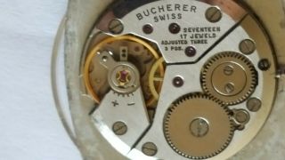 Vintage Very Rare Swiss Made Peseux P7001 Bucherer Watch Movment 3 Adj.