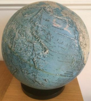 Vintage National Geographic Society Physical World Globe Map On Stand Rare 1979