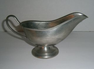 Antique Crescent Pewter Footed Gravy Boat