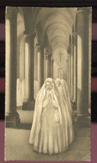 Antique Holy Card Of Communion Girl