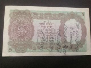 Reserve Bank of India 5 Rupees King George VI 885149 rare inscribed on back? 2