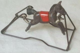 Vintage Doll House Miniature Childs Metal Spring Action Rocking Horse Toy Neat