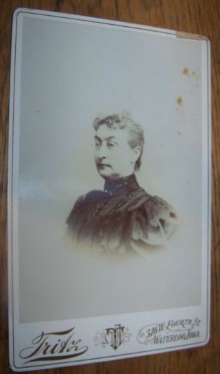 19c Antique Victorian Lady Cabinet Photo Waterloo Iowa