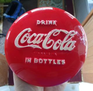 Very Rare 1950s Coca - Cola Vacuform Plastic Embossed " Button " Sign.  Nos