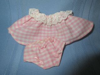 Vintage Doll Dress For Ginny Or Muffie Pink Plaid Skirt And Matching Bottoms