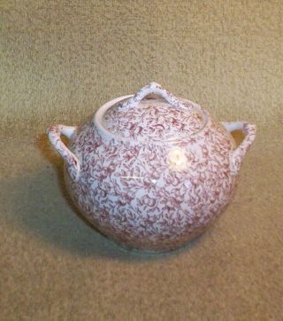 Antique Transferware Sugar Bowl By " British Anchor " In The " Apple " Pattern