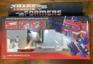 Transformers 1984 G1 Optimus Prime Box Vintage With Tech Specs