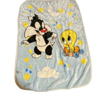 Baby Looney Tunes Sylvester Tweety Bird Blanket Soft Throw Rare Fleece Vintage
