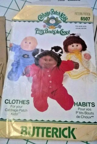 Vintage 1984 Butterick 6507 - Cabbage Patch Kids Doll Clothes Sewing Pattern