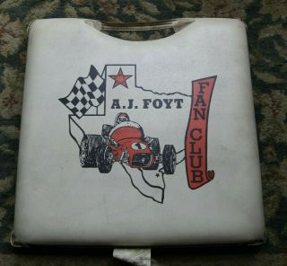 Aj Foyt Fan Club Seat Cushion Vintage 1960s Rare Texas State Star Indy Car