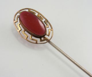 Antique Vintage Brown Stone Stick Pin