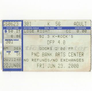 Stone Temple Pilots & Ozzy Osbourne Concert Ticket Stub 6/23/00 Holmdel Nj Rare