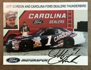 Jeff Gordon Carolina Ford Bush Grand National Rookie Post Card Rare - Signed