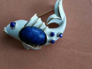 VINTAGE RARE TRIFARI ALFRED PHILIPPE JELLY BELLY ENAMEL FISH FIGURAL BROOCH/PIN 3