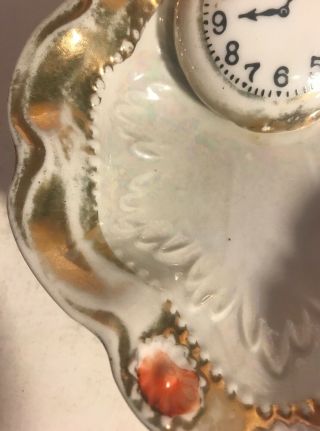 Pocket Watch Antique Porcelain Trinket Dish,  S M P,  Made In Japan 3
