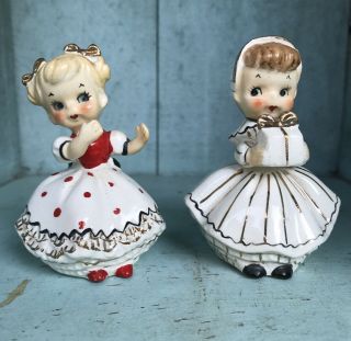 Rare 3” Vintage Consco Marilyn Exclusive Girl Holiday? Salt And Pepper Shakers