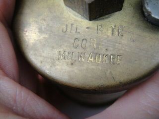 Antique Vintage OIL - RITE OILER Old Brass Lubricator HIT MISS ENGINE MILWAUKEE 3