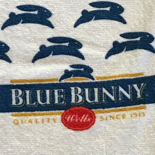 Vintage Blue Bunny Golf Towel Logo Advertisement Fringe White