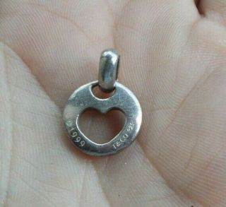 Rare Vintage.  5 " Sterling Silver 925 Tiffany & Co.  Heart Pendant Jewelry Charm
